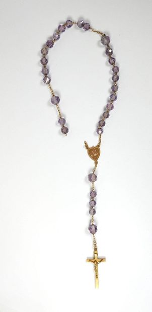 Rosary in 18K yellow gold, faceted beads...