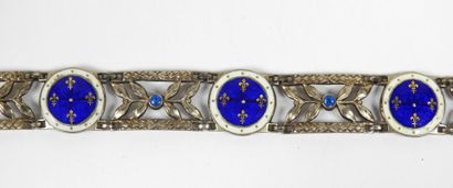 Articulated silver bracelet openwork punctuated...