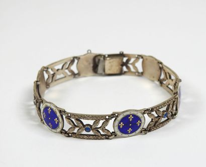 Articulated silver bracelet openwork punctuated...