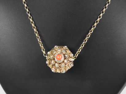 Gold-plated silver necklace with a spherical...