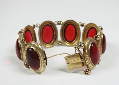 Silver bracelet gilt or vermeil punctuated...