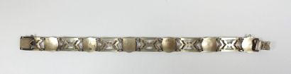 Articulated silver bracelet openwork punctuated...