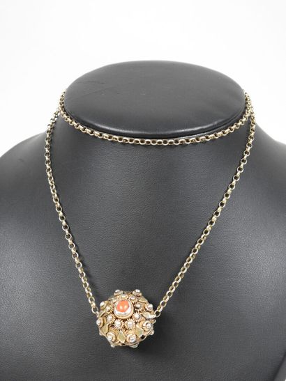 Gold-plated silver necklace with a spherical...