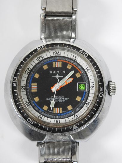 BASIS.
Diving wristwatch in steel, mechanical...