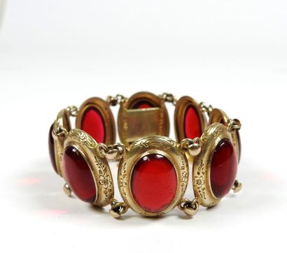 Silver bracelet gilt or vermeil punctuated...