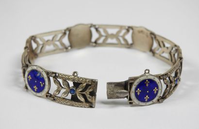Articulated silver bracelet openwork punctuated...