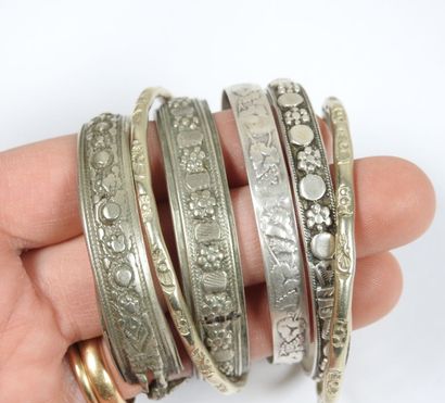 Afrique XXe.
Lot de bijoux berbère en argent...
