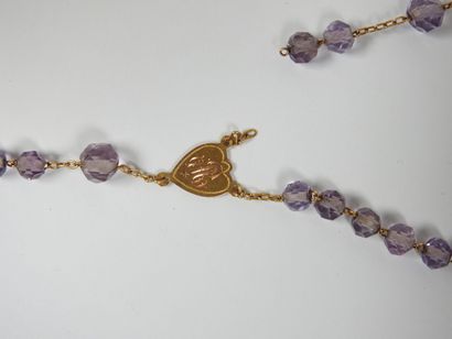 Rosary in 18K yellow gold, faceted beads...