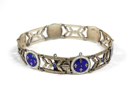 Articulated silver bracelet openwork punctuated...