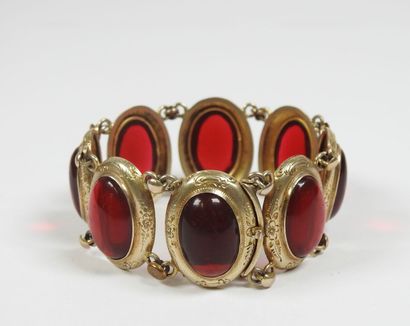 Silver bracelet gilt or vermeil punctuated...