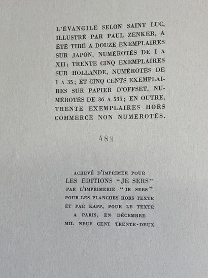 L'évangile selon Saint Luc.
Editions « Je...