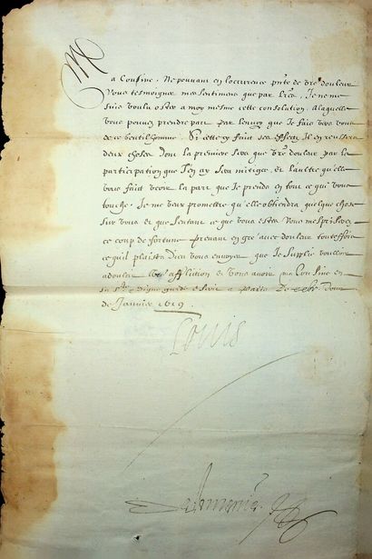 Louis XIII, roi de France.
Lot de 6 lettres...