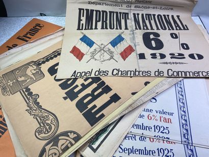 Lot d'affiches pour des bons du trésor, l'emprunt...