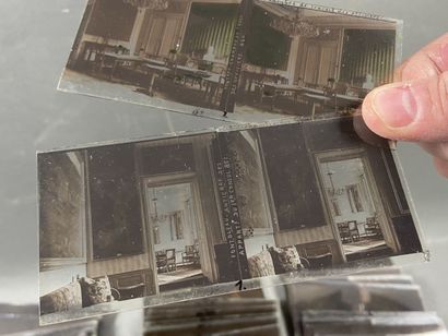 lot de 124 vues stéréoscopiques sur verre...