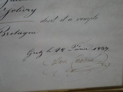 [Duchesse de Berry] Brevet de Capitaine de...