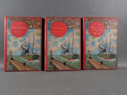 Jules Verne, Lot de 3 cartonnages au Steamer...