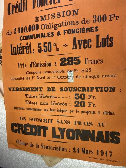 Lot d'affiches pour des bons du trésor, l'emprunt...
