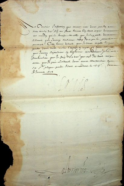 Louis XIII, roi de France.
Lot de 6 lettres...