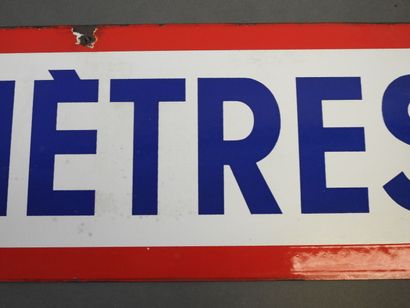 Plaque émaillée indicative routière. 
Lettrage...