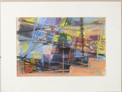 École XXe.
Composition abstraite aux lignes.
Pastel...