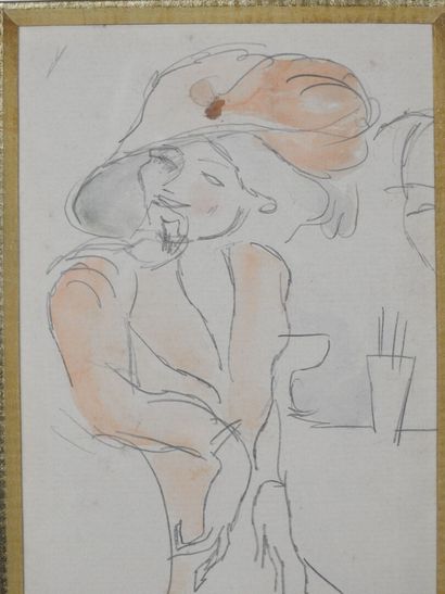 Jules PASCIN (1885-1930).
Femme au chapeau,...