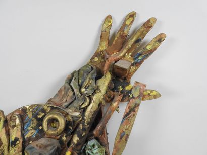 Alex BURKE (1944).
Composition en bois polychrome.
Signée...