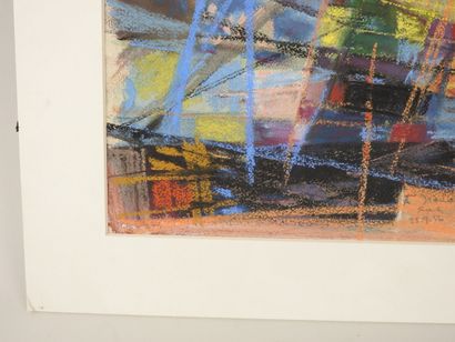 École XXe.
Composition abstraite aux lignes.
Pastel...