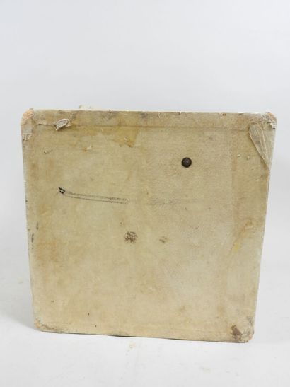 Corbeille en bois recouvert de parchemin,...