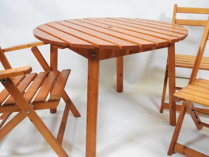 Table d'extérieur circulaire en planche de...
