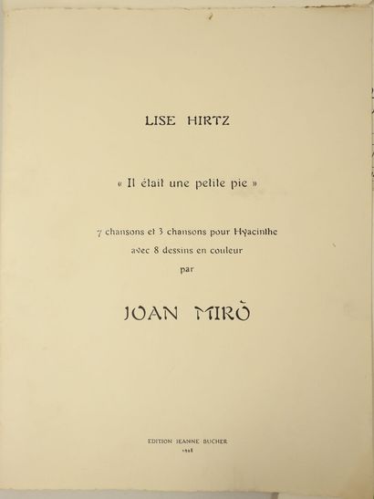 Joan MIRÓ (1893-1983) et Lise HIRTZ : Il...