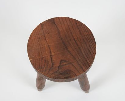Tabouret tripode de vacher en bois naturel,...