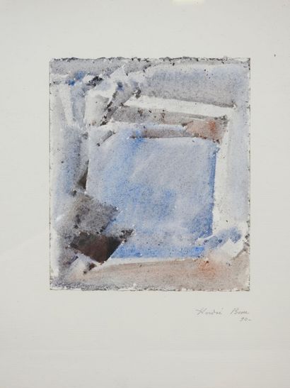André BESSE (1922-2004).
Carré bleu
Aquarelle...