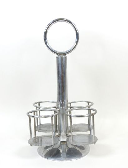 Porte bouteilles en métal tubulaire chromé...