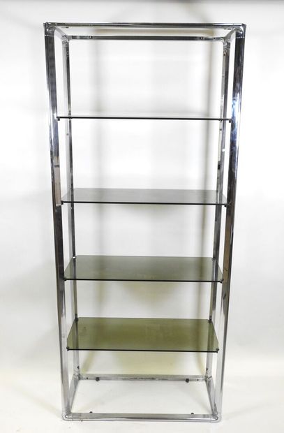 Étagère rectangulaire en métal chromé à quatre...