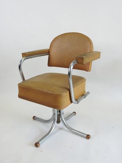 Fauteuil de bureau pivotant en métal courbé...