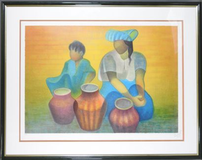 Louis TOFFOLI (1909-1999).
Femme et enfant.
Lithographie...
