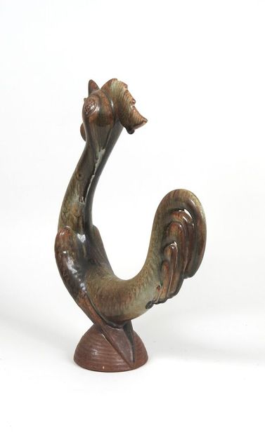 André BODIN (XXe). 
Sculpture de coq en céramique...