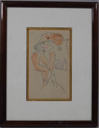 Jules PASCIN (1885-1930).
Femme au chapeau,...