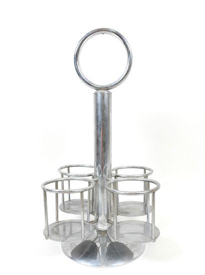 Porte bouteilles en métal tubulaire chromé...