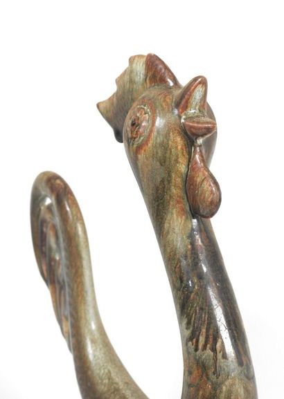 André BODIN (XXe). 
Sculpture de coq en céramique...