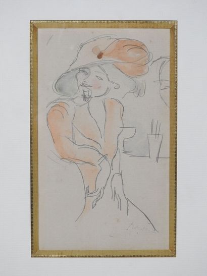 Jules PASCIN (1885-1930).
Femme au chapeau,...