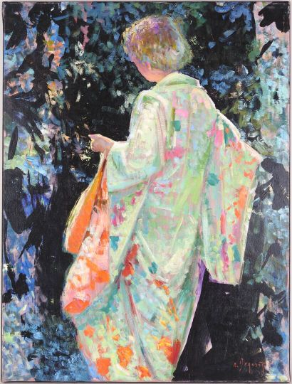 Eugène BEGARAT (né en 1943).
Kimono vert....