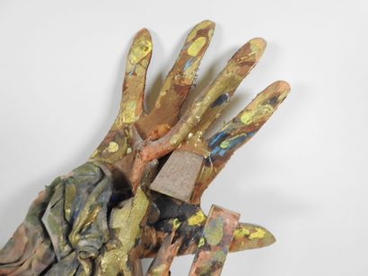 Alex BURKE (1944).
Composition en bois polychrome.
Signée...