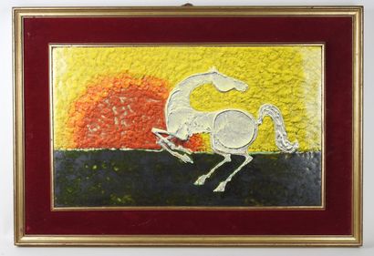 École du XXe.
Le cheval.
Plaque de céramique...