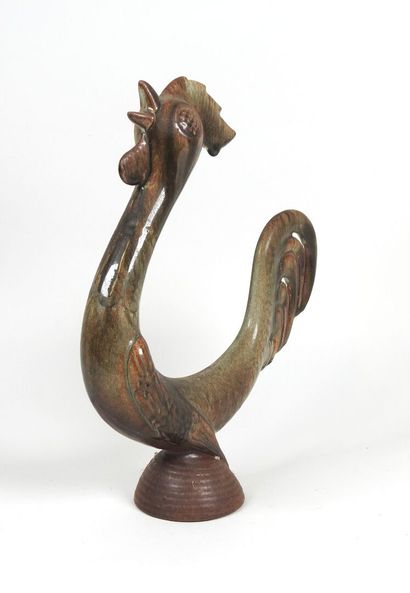 André BODIN (XXe). 
Sculpture de coq en céramique...