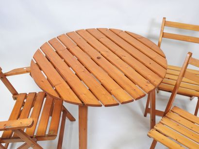 Table d'extérieur circulaire en planche de...