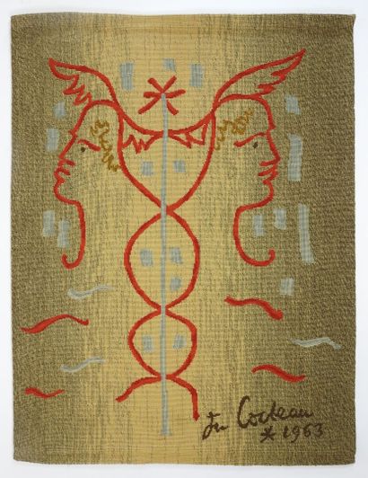 Jean COCTEAU (1889 - 1963), d'après.
Le Caducée.
Tapisserie...