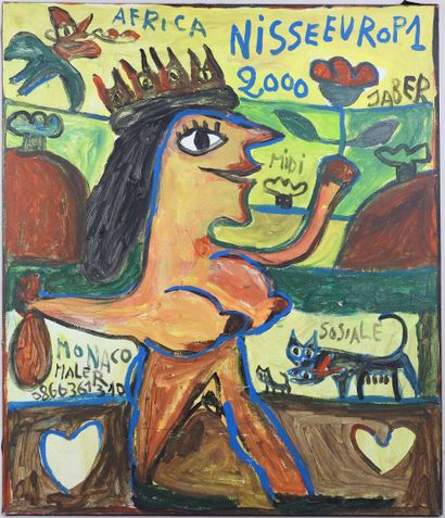 JABER (1938-2021).
Africa Nisse Europ1 2000.
Huile...