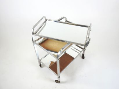 Desserte roulante en métal chromé, à deux...
