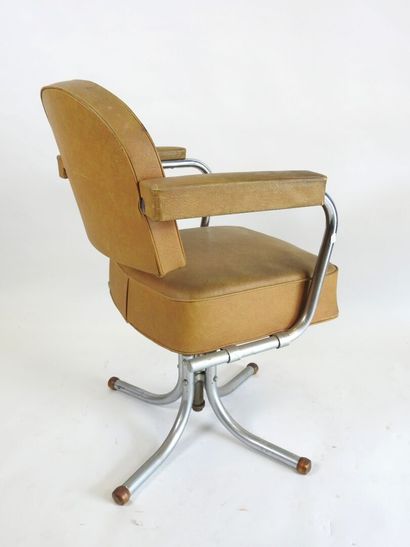 Fauteuil de bureau pivotant en métal courbé...